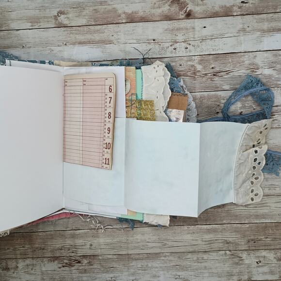 Turquoise Embellished Junk Journal: Flowers, Birds and Butterflies (Laugh) - Picture 10 of 16